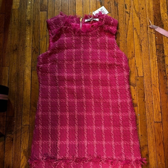 Walter Baker Bethani Dress, Magenta Electric Tweed - Picture 7 of 8